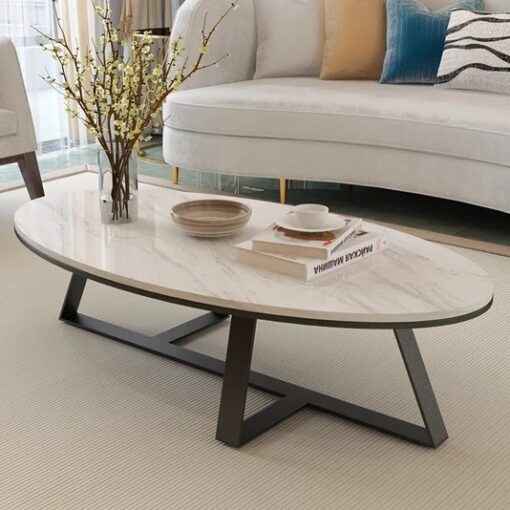 Bàn Sofa Mặt Đá Elip Để Phòng Khách CTP-640