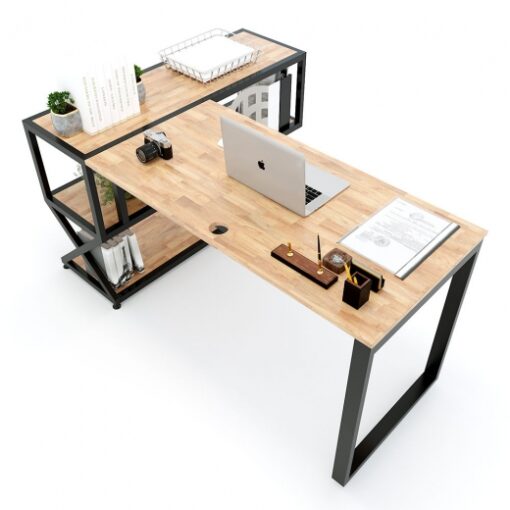 Bàn Chữ L Khung Sắt Liền Giá CTP-7124