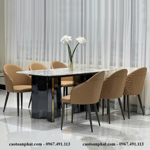 Bộ Bàn Ăn Mặt Đá Vi Tinh Thể Ghế Cavas CTP-6450