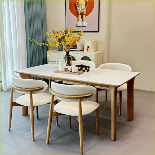 Bàn Ghế Ăn Gỗ Sồi Mặt 80x140cm CTP-9476