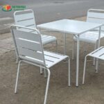Bàn ghế sắt quán cafe màu trắng - BGS09