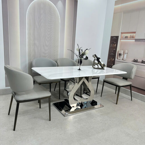 Bộ Bàn Ăn Mặt Đá 80x160cm 6 Ghế Cao Cấp CTP-929