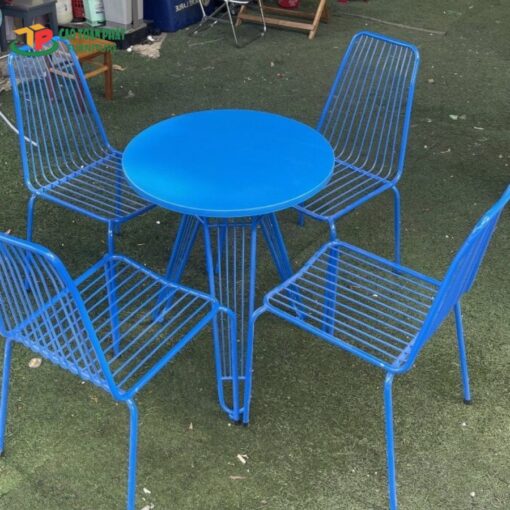 Bố bàn ghế nan sắt quán cafe - BGS29