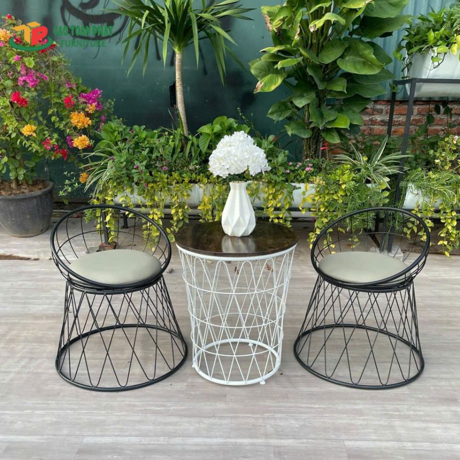 Bộ bàn ghế sắt dạng lồng - BGS33