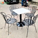 Bộ bàn ghế sắt mỹ thuật mặt đá vuông - BGS31