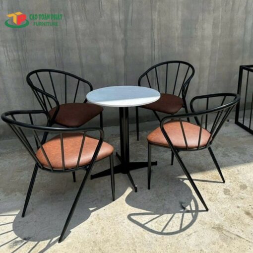 Bộ bàn ghế sắt nan tròn - BGS27